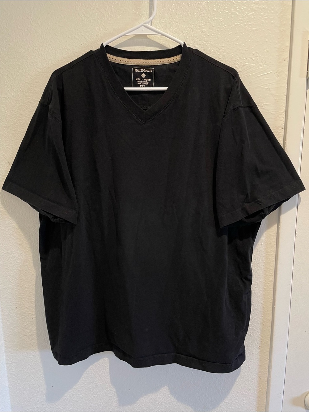 Ruff Hewn Well-Worn V Neck T Shirt Mens XXL Black Short Sleeve Cotton Tee